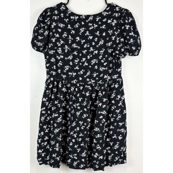 Coquette Milkmaid Dress Cottagcore Whimsigoth Puff Sleeve Black Floral Med, BP. - Picture 5 of 7